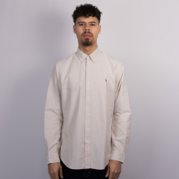 Polo Ralph Lauren Mens Beige Custom Fit Oxford Shirt #2