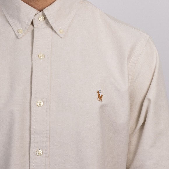 Polo Ralph Lauren Mens Beige Custom Fit Oxford Shirt #3