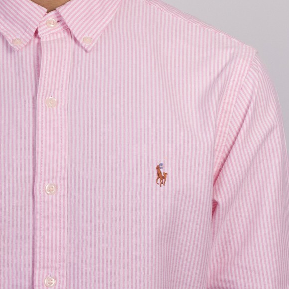 Polo Ralph Lauren Mens Pink Classic Oxford Stripe Shirt #3