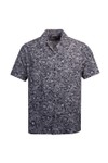 Replay Mens Blue Flower Print Poplin Short Sleeve Shirt
