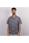 Replay Mens Blue Flower Print Poplin Short Sleeve Shirt