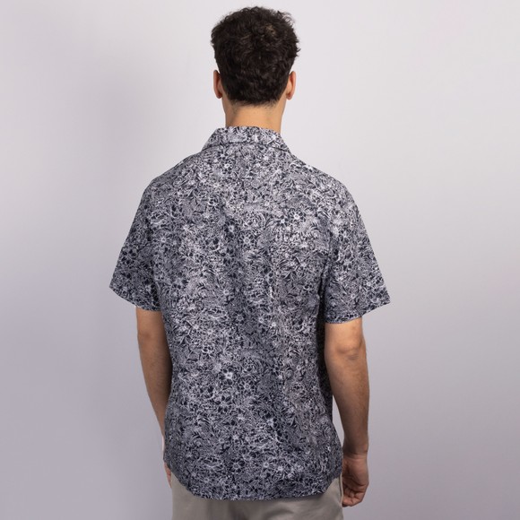 Replay Mens Blue Flower Print Poplin Short Sleeve Shirt main image