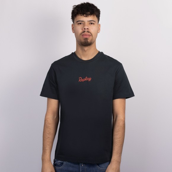 Replay Mens Blue Front and Back Logo Print T-Shirt main image