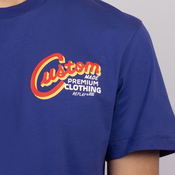 Replay Mens Blue Vintage Print T-Shirt main image