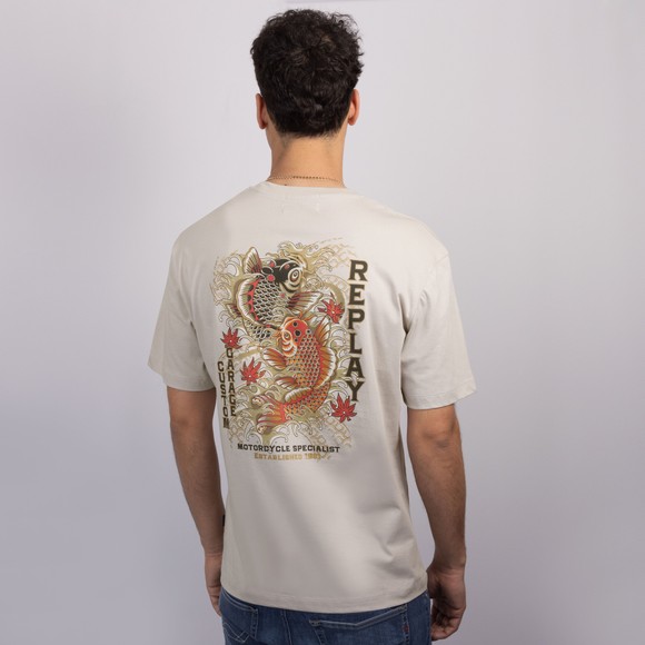 Replay Mens Off-White Chest Pocket T-Shirt