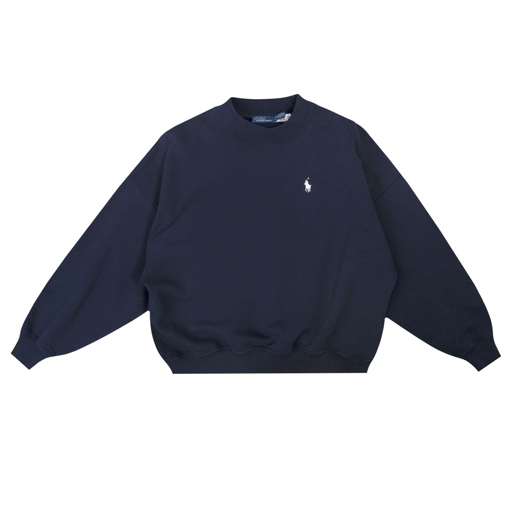 Oversized Back Logo Fleece Crew Sweatshirt