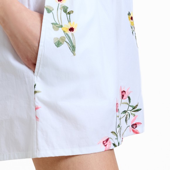 French Connection Womens Beige Alissa Cotton Floral Embroidered Shorts #3