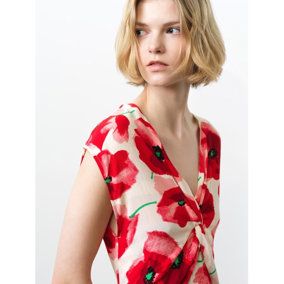 French Connection Womens Red Poppy Lizzie Front Twist Dress #4