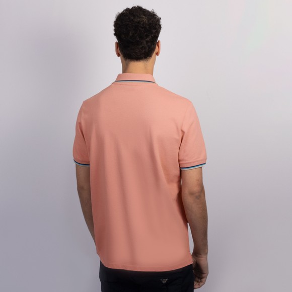 Sandbanks Mens Pink Tipped Badge Logo Polo Shirt #4