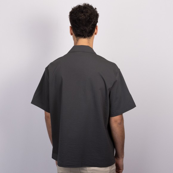 Lacoste Mens Black Striped Seersucker Short Sleeve Shirt #4