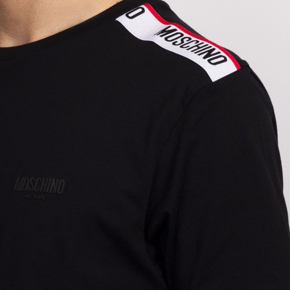 Moschino Mens Black Active Tape Shoulder T Shirt #3