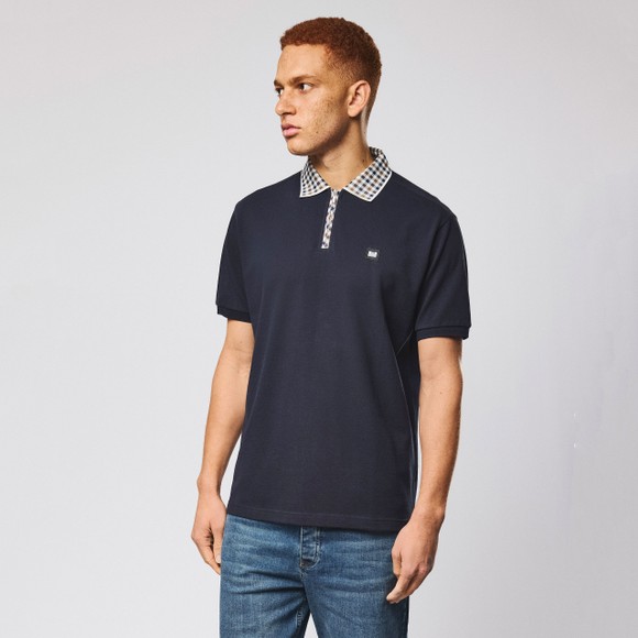 Weekend Offender Mens Blue Tipasa Jacquard Rib Polo Shirt