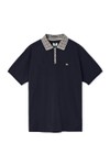 Weekend Offender Mens Blue Tipasa Jacquard Rib Polo Shirt
