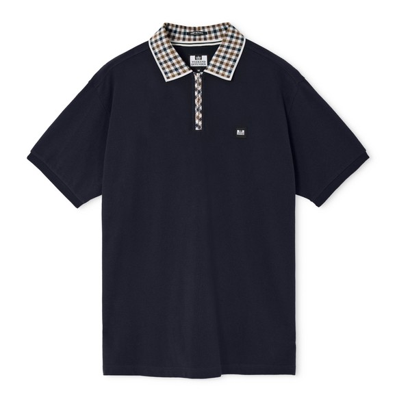 Weekend Offender Mens Blue Tipasa Jacquard Rib Polo Shirt