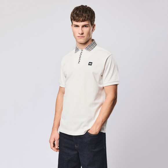 Weekend Offender Mens Off-White Tipasa Jacquard Rib Polo Shirt