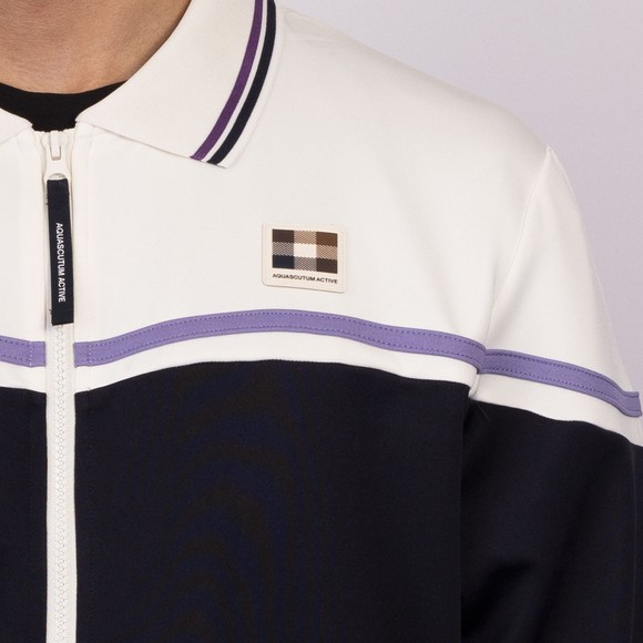 Aquascutum Mens White Polo Collar Track Top #3