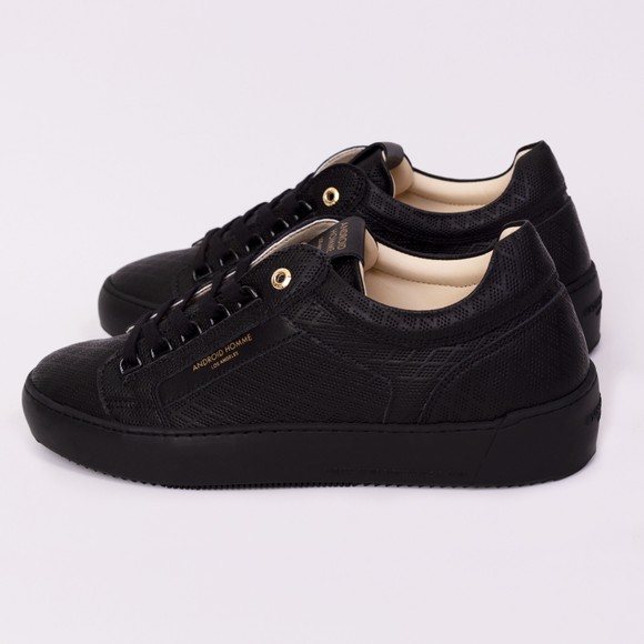 Android Homme Mens Black Diamond Perforated Leather Trainer #3