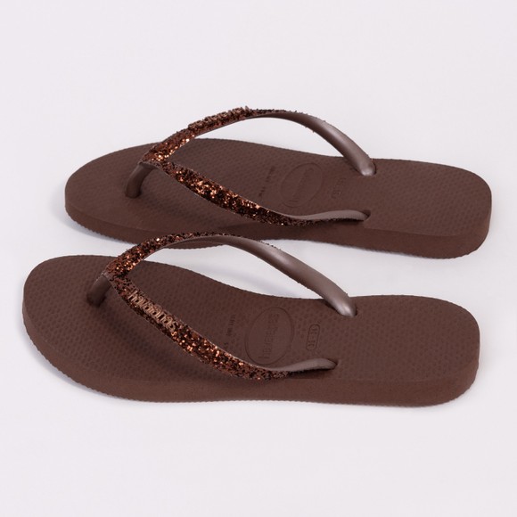 Havaianas Womens Brown Slim Glitter Flip Flop #3