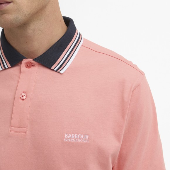 Barbour International Mens Pink Burnwood Tipped Polo Shirt #3