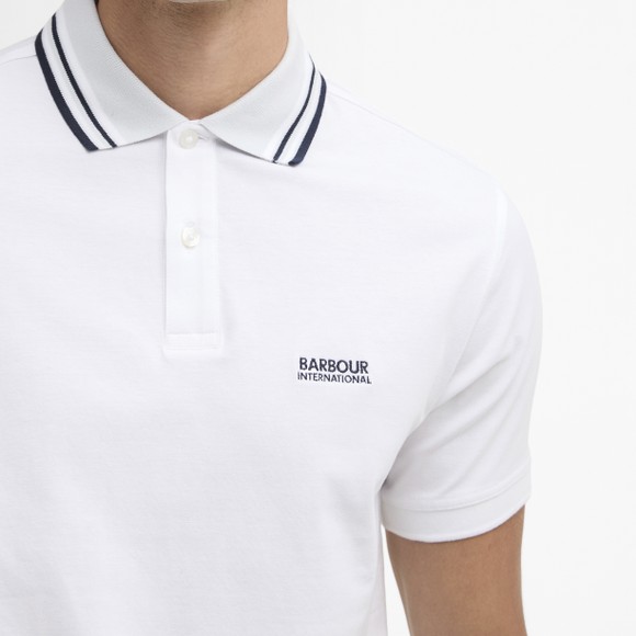 Barbour International Mens White Burnwood Tipped Polo Shirt #4