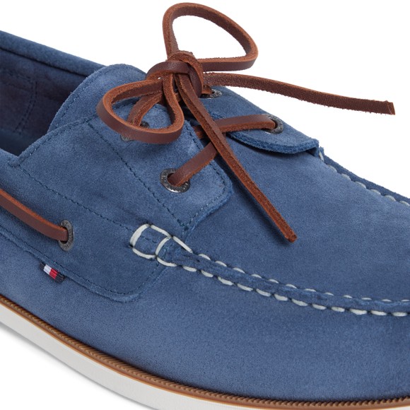 Tommy Hilfiger Mens Blue Core Suede Boat Shoe