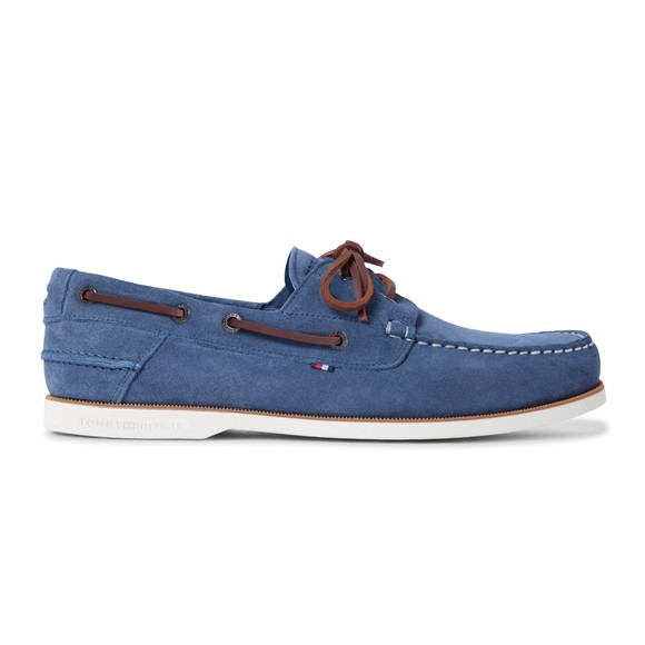 Tommy Hilfiger Mens Blue Core Suede Boat Shoe