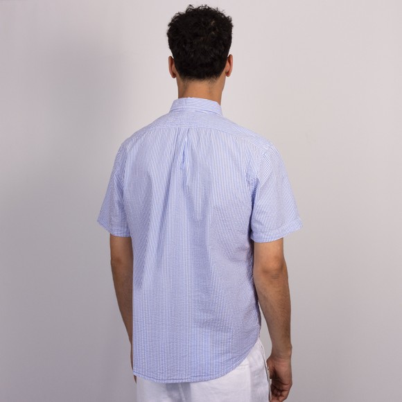 Polo Ralph Lauren Mens Blue Seersucker Short Sleeve Shirt #4