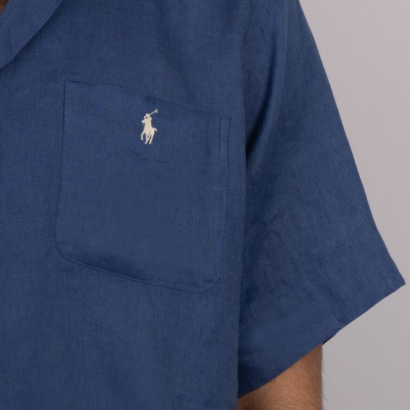 Polo Ralph Lauren Mens Blue Classic Fit Linen Short Sleeve Shirt #3