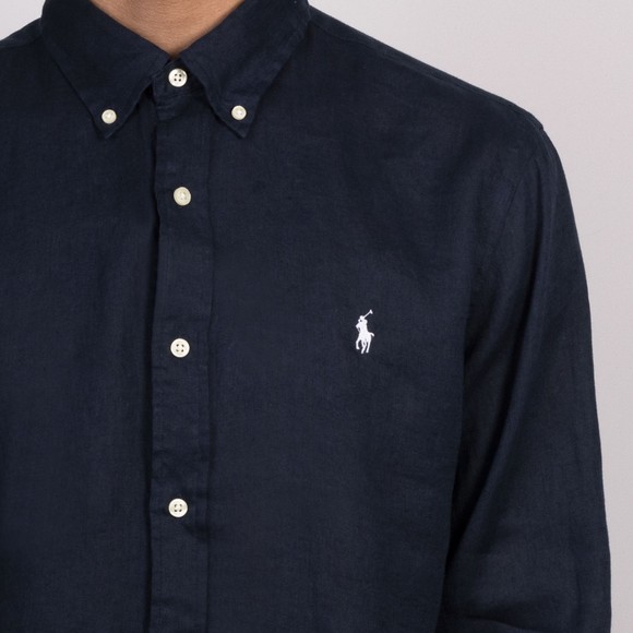 Polo Ralph Lauren Mens Blue Custom Fit Button Down Linen Shirt #3