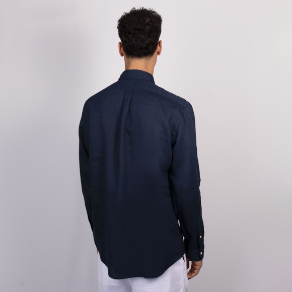 Polo Ralph Lauren Mens Blue Custom Fit Button Down Linen Shirt #4