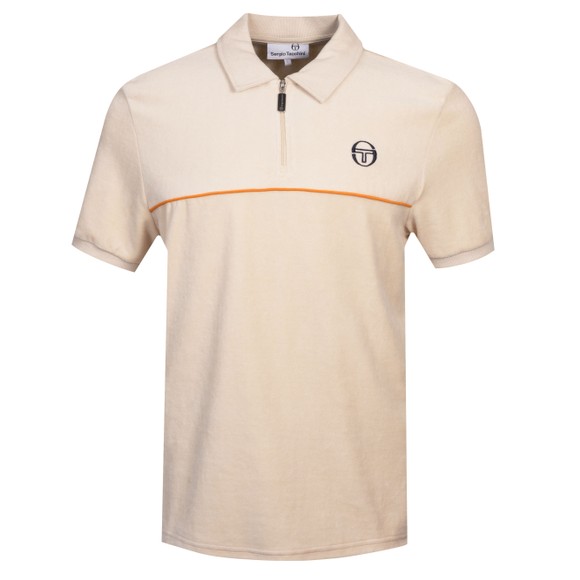 Sergio Tacchini Mens Beige Cardona Velour Zip Polo Shirt main image