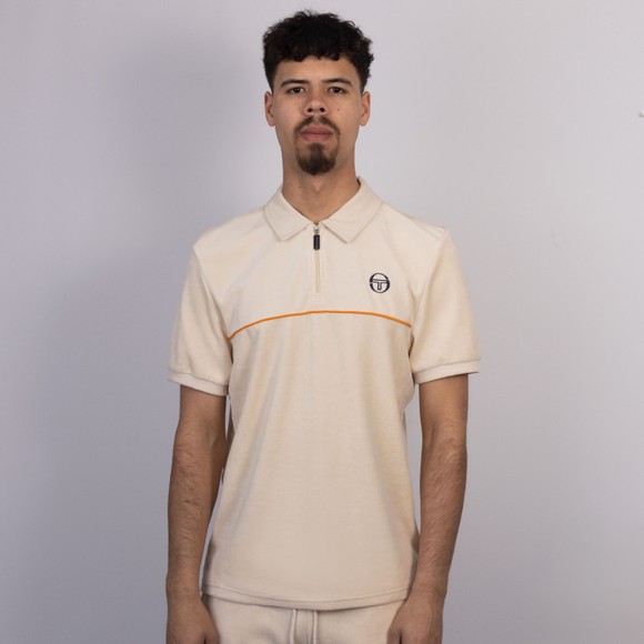 Sergio Tacchini Mens Beige Cardona Velour Zip Polo Shirt main image