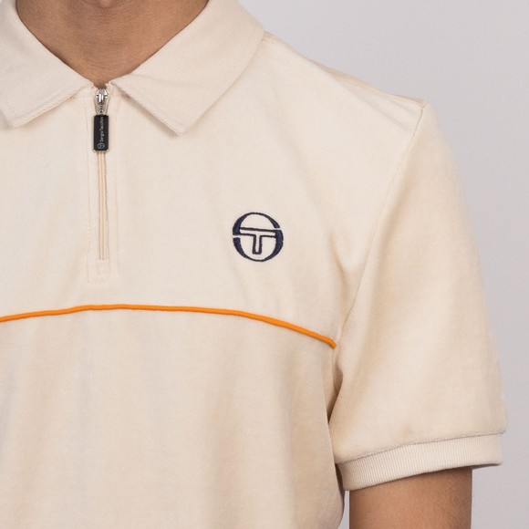 Sergio Tacchini Mens Beige Cardona Velour Zip Polo Shirt main image