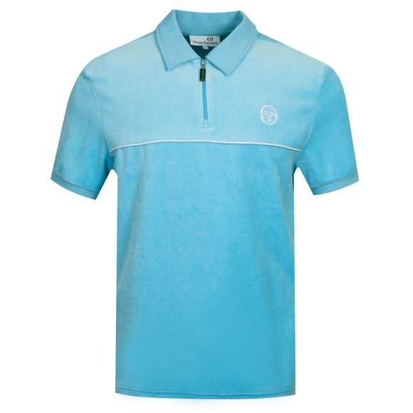 Sergio Tacchini Mens Blue Cardona Velour Zip Polo Shirt main image