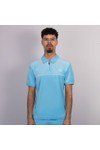 Sergio Tacchini Mens Blue Cardona Velour Zip Polo Shirt