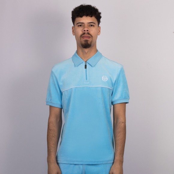 Sergio Tacchini Mens Blue Cardona Velour Zip Polo Shirt main image