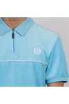Sergio Tacchini Mens Blue Cardona Velour Zip Polo Shirt