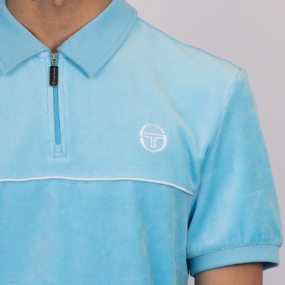 Sergio Tacchini Mens Blue Cardona Velour Zip Polo Shirt main image