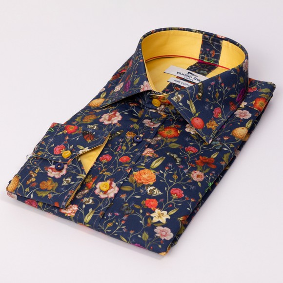 Claudio Lugli Mens Yellow Floral Shirt