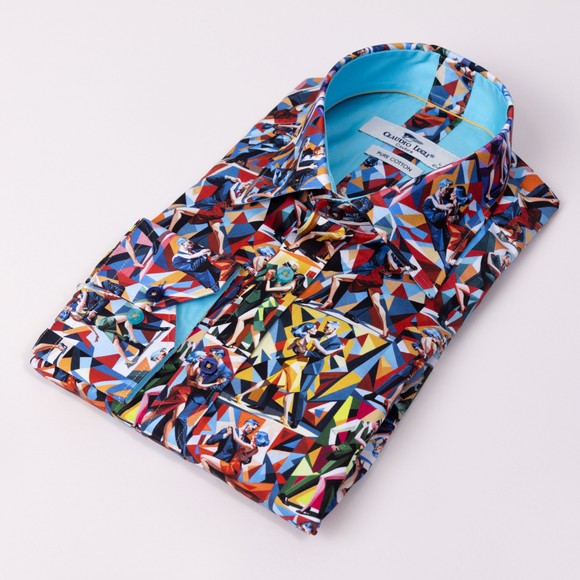 Claudio Lugli Mens Blue Ballroom Dancing Shirt