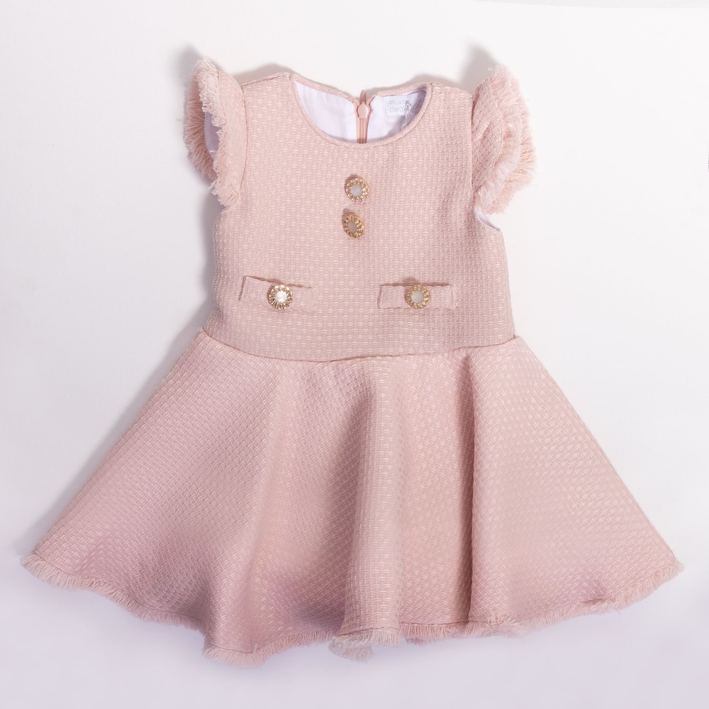 Gold Button Detail Twill Dress