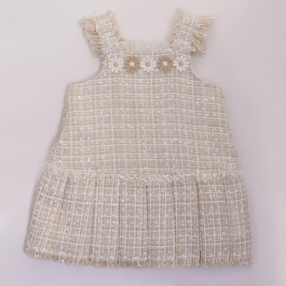 Flower Detail Sparkly Tweed Dress