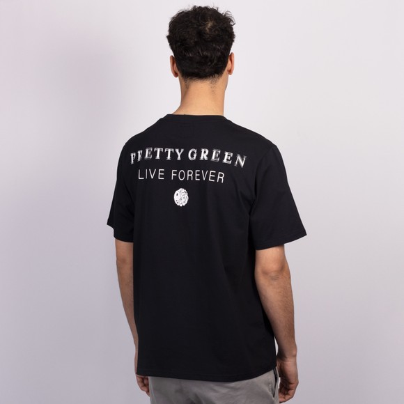 Pretty Green Mens Black Refractive T-Shirt