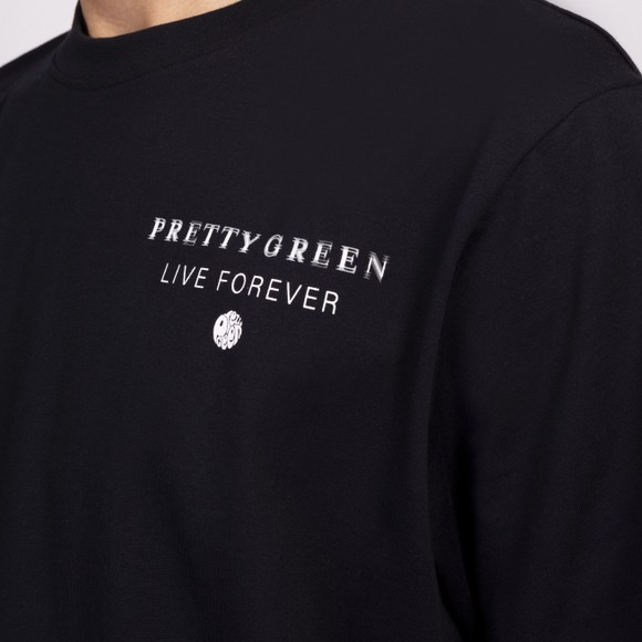 Pretty Green Mens Black Refractive T-Shirt main image