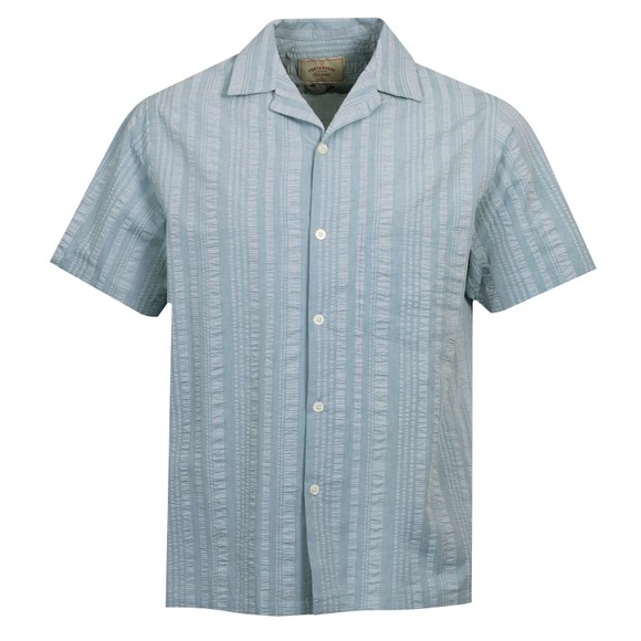Portuguese Flannel Mens Blue Prana Seersucker SS Shirt #1