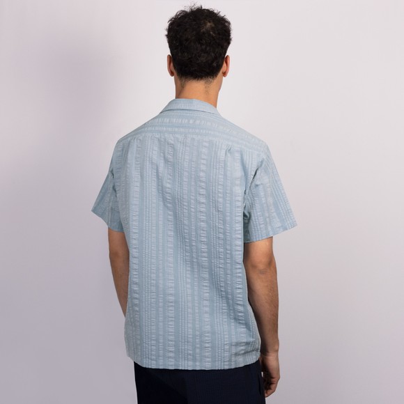 Portuguese Flannel Mens Blue Prana Seersucker SS Shirt #4