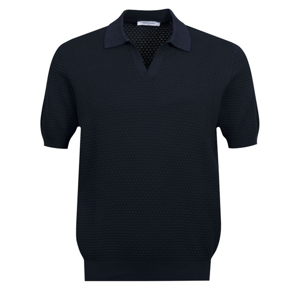 Gran Sasso Mens Blue Bubble Texture Open Neck Polo Shirt