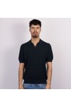 Gran Sasso Mens Blue Bubble Texture Open Neck Polo Shirt