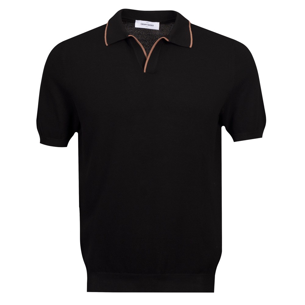 Textured Open Neck Polo Shirt