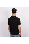 Gran Sasso Mens Black Textured Open Neck Polo Shirt